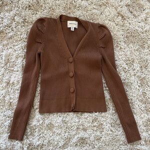 Industry Brown Ribbed Button-Up Cardigan Size S